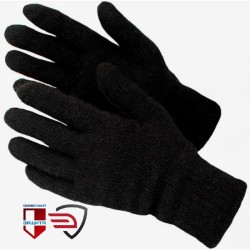Перчатки утепленные полушерстяные с начесом (70% шерсть / 30% акрил, черные)